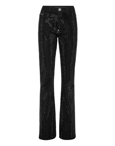 Philipp Plein Denim Trousers Flare Fit Strass