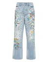 Shop Philipp Plein Denim Trousers High Rise Fit Crystal In Blue