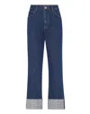 Philipp Plein Denim Trousers Loose Fit Cufffed Monogram In Blue