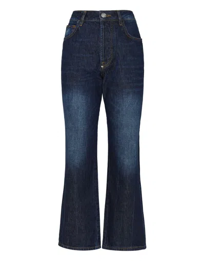 Philipp Plein Denim Trousers Loose Fit Iconic Plein In Multi
