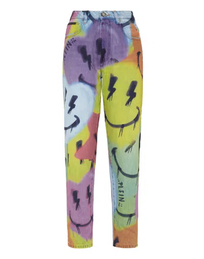 Philipp Plein Denim Trousers Mom Fit Smile In Multi