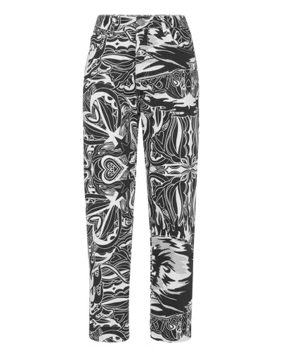 Philipp Plein Denim Trousers Mom Fit Tribal Circus In Multi