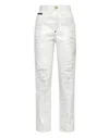 Philipp Plein Denim Trousers Mom Fit With Crystals In White