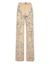 Philipp Plein Denim Trousers Palace Fit Paisley Skull In Beige