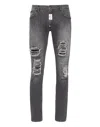 Philipp Plein Halbhohe Rock Star Slim-fit-jeans In Grey