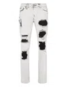 Philipp Plein Ripped Stonewashed Skinny Jeans In Multi