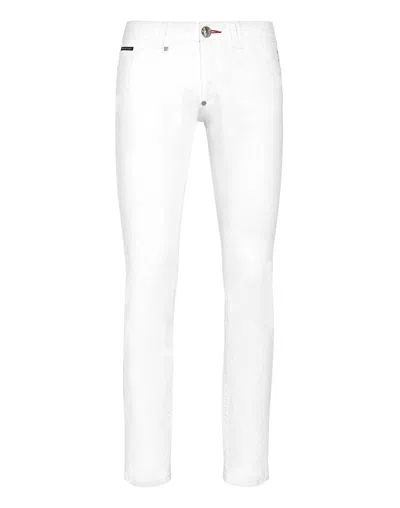 Philipp Plein Denim Trousers Slim Fit Basic In White