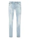 Philipp Plein Denim Trousers Super Straight Cut Destroyed In Multi