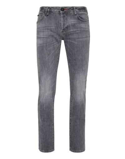 Philipp Plein Denim Trousers Straight Cut In Multi