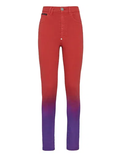 Philipp Plein Denim Trousers Super High Waist Jegging In Multi