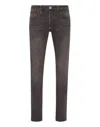 Philipp Plein Denim Trousers Super Straight Cut Basic In Grey