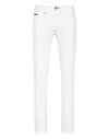 Philipp Plein Denim Trousers Straight Cut Supreme Iconic Plein In White