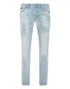 Philipp Plein Denim Trousers Super Straight Cut Destroyed In Multi