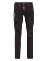 Philipp Plein Denim Trousers Super Straight Cut In Multi