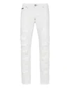 Philipp Plein Denim Trousers Super Straight Cut With Python Inserts In Multi