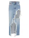 Philipp Plein Distressed-effect Midi Denim Skirt In Multi