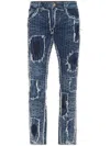 Philipp Plein Patchwork Topstitching Denim Jeans In Blue