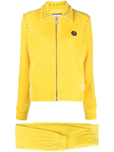 Philipp Plein Diamanté-embellished Tracksuit Set In Yellow
