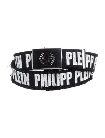 Pre-owned Philipp Plein Distressed Accents Belt W/ Tags In Black