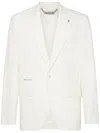 Philipp Plein Distressed Blazer In White