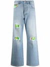 Philipp Plein Distressed Cropped Jeans In Blau