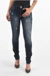 Philipp Plein Distressed Denim Crystal Stripe Jeggings