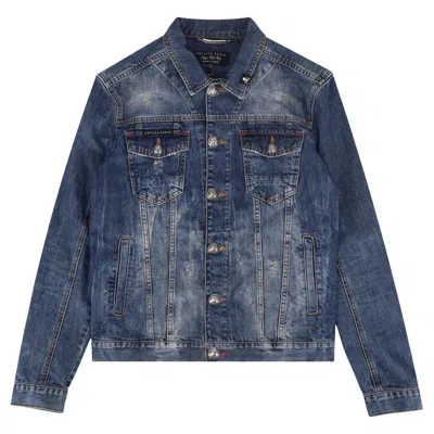 Pre-owned Philipp Plein Distressed Denim Jacket In Purple