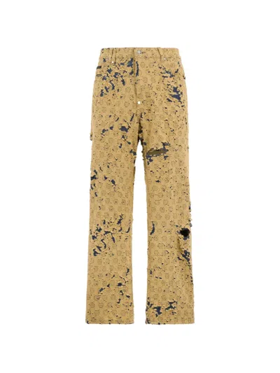 Philipp Plein Destroyed Beach Boy Fit Jeans Monogram In Brown