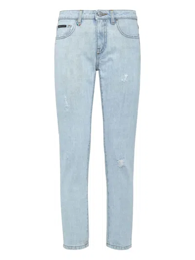 Philipp Plein Distressed-effect Boyfriend Jeans In Blue
