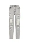 Philipp Plein Distressed High-waisted Denim Jeans With Stretch And Ripped Details In White