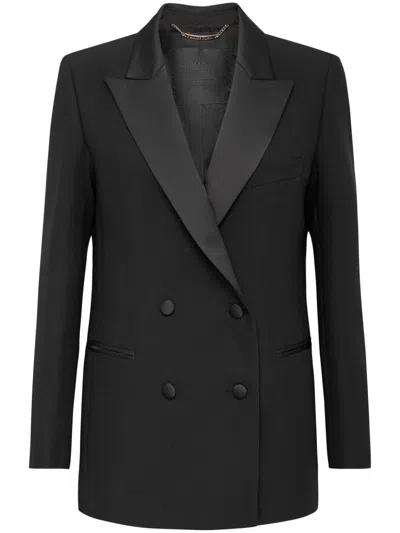 Philipp Plein Double-breasted Boxy Blazer In Black