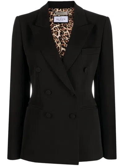 Philipp Plein Double-breasted Cady Blazer In Black