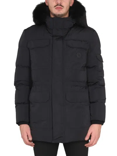 Philipp Plein Down Jacket With Logo In Black