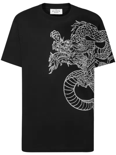 Philipp Plein Dragon Strass T-shirt In Black