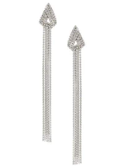 Philipp Plein Draped Crystal Earrings In Silver