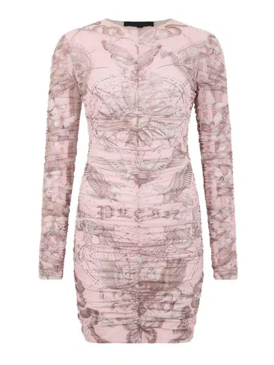 Philipp Plein Draped Mini Dress In Pink