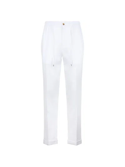 Philipp Plein Drawstring-waist Linen Trousers In White