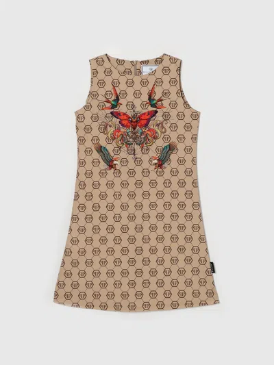 Philipp Plein Dress Kids  In Brown