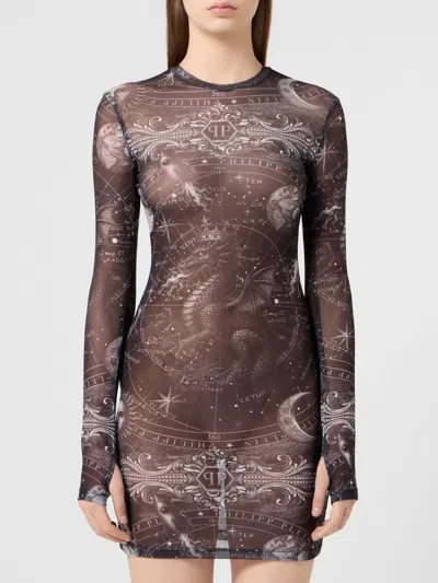 Philipp Plein Dress Woman In Brown