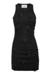 Philipp Plein Jersey Rib Short Dress Fringe In Black