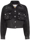 Philipp Plein Drop-shoulder Cropped Denim Jacket In Black