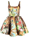 Philipp Plein Duchesse Baroque Flowers-print Mini Dress In Yellow