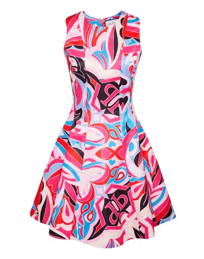 Philipp Plein Duchesse Midi Dress Colorful Circus