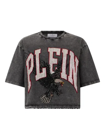 Philipp Plein Cropped T-shirt Plein Eagle In Black