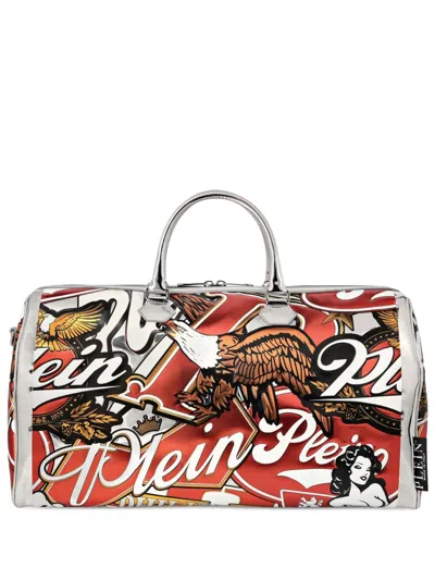Philipp Plein Eagle-print Top-handle Holdall In Multi