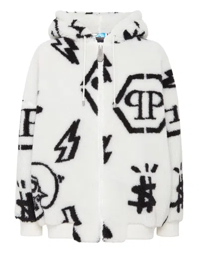 Philipp Plein Eco Fur Bomber Monogram In Beige