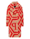 Philipp Plein Monogram-print Faux Fur Coat In Beige