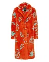 Philipp Plein Eco Fur Long Coat Monogram In Orange