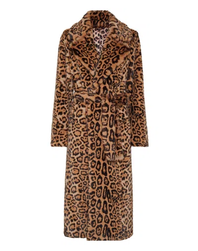 Philipp Plein Eco Mink Coat Long Leopard In Multi