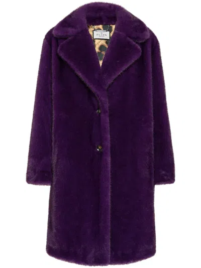 Philipp Plein Eco Mink Single-breasted Coat In Purple